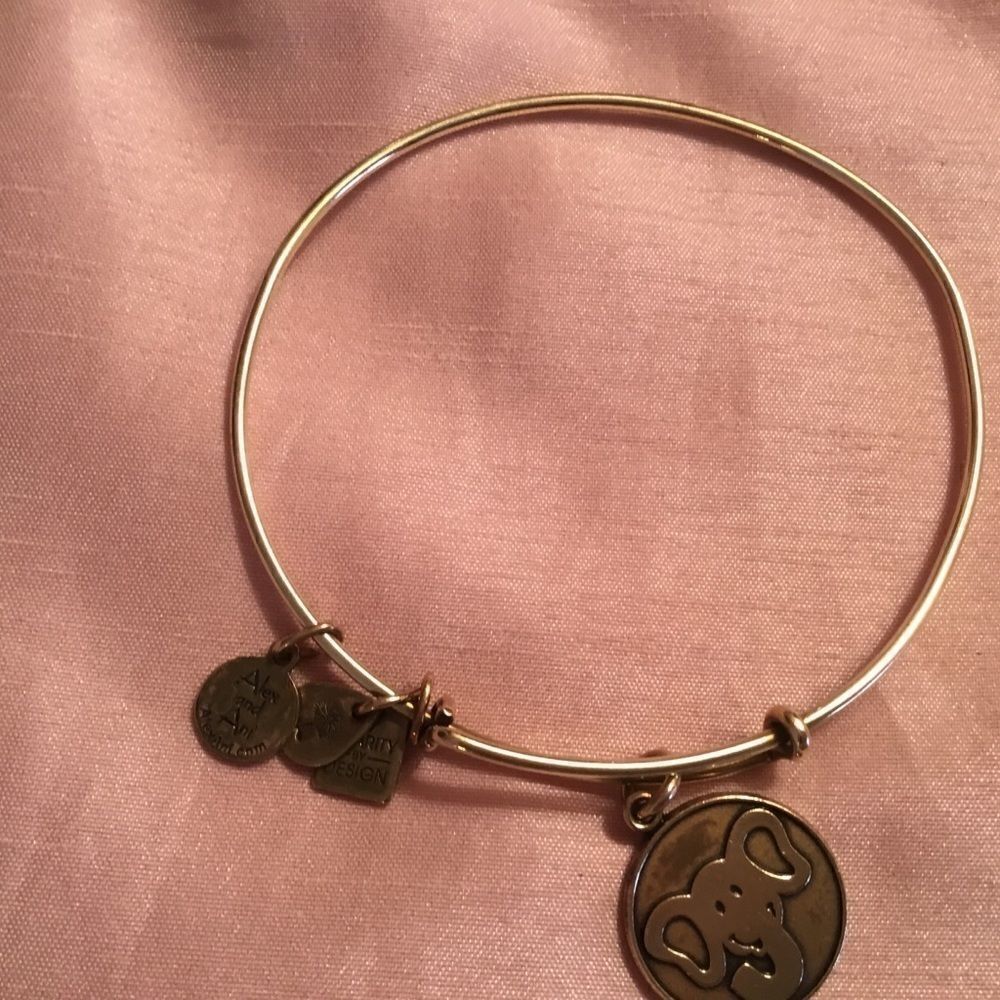 Alex & Ani Goldtone Bangle with Elephant Charm